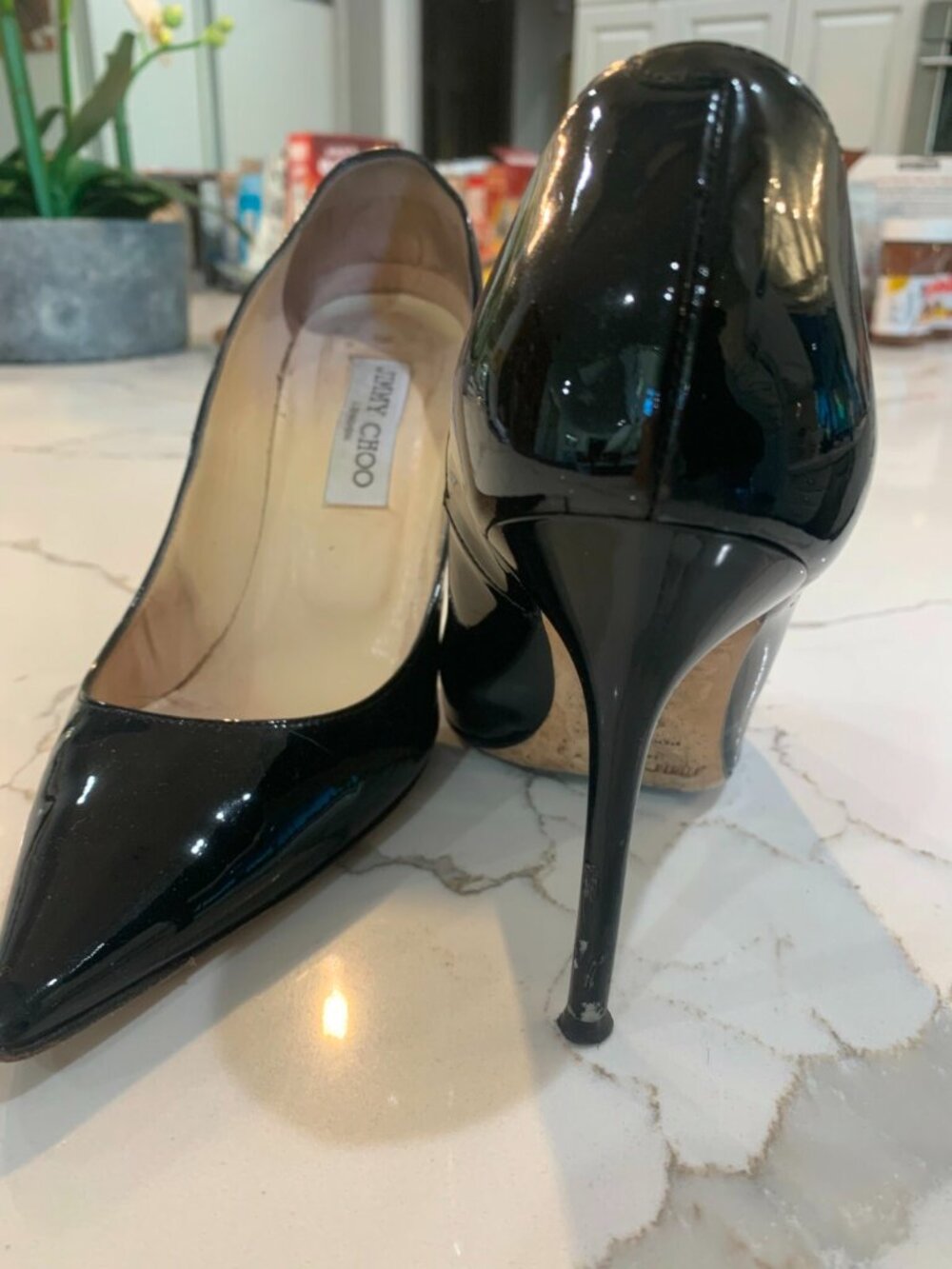 Jimmy Choo Abel Pumps Black Patent Leather Pointed Toe Heel - Picture 2 of 7